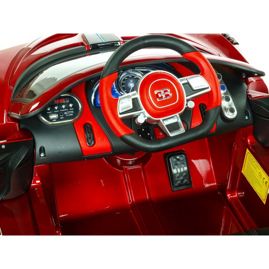 Licenční sporťák Bugatti Divo s 2.4G DO, EVA koly, koženou sedačkou a odpružením, VÍNOVÉ LAKOVANÉ